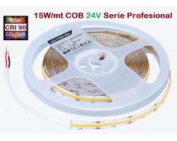 Tira LED Flexible 24V 15W/mt COB IP20 2500ºK, Serie Profesional IRC >90, rollo de 5 mts